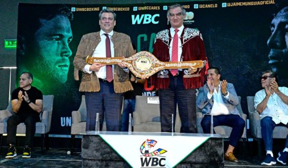 PRESENTAN CINTURÓN TAMAULIPAS PARA COMBATE CANELO VS. MUNGUÍA