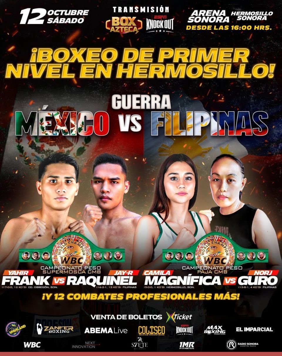 GUERRA MEXICO VS. FILIPINAS, ESTE SÁBADO EN HERMOSILLO