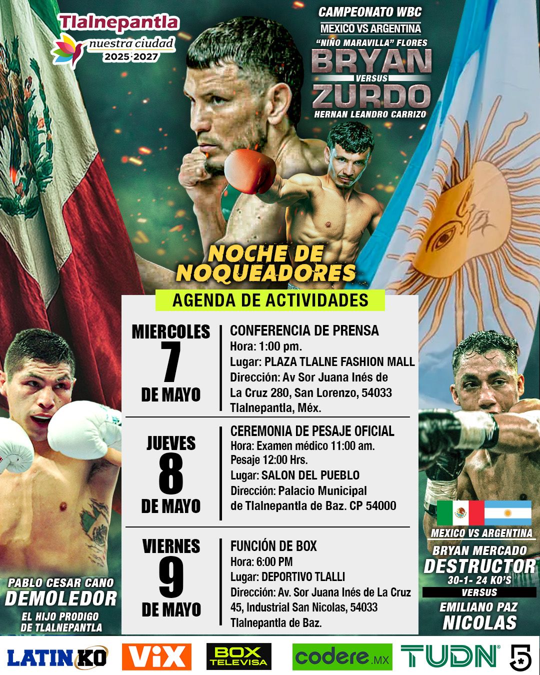 LETALES NOQUEADORES ENCABEZAN BOX TELEVISA EN TLALNEPANTLA